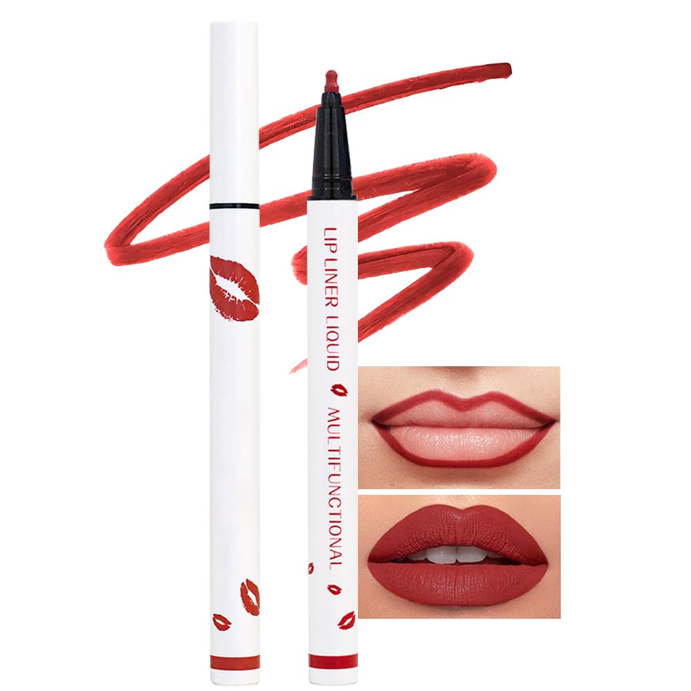 Kaely Beige Matte Lip Tint Stain Marker Pen,2in1 Liquid Lipstick & Lip Liner Pencil,Long Lasting Waterproof 24 Hour Lip gloss for Women,tinta para labios labiales mate 24 horas originales,07