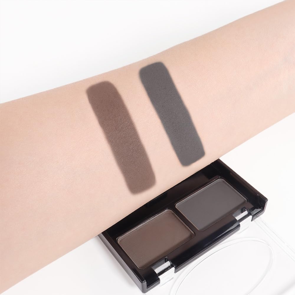 Kaely 2 Color Eyebrow Powder Makeup Kit, Eye Brow Contour Palette for Beginners, Long Lasting Waterproof Eye Brow Powder with Brow Brush, Get Full Defined Natural Brows, 03 Light Brown & Dark Brown