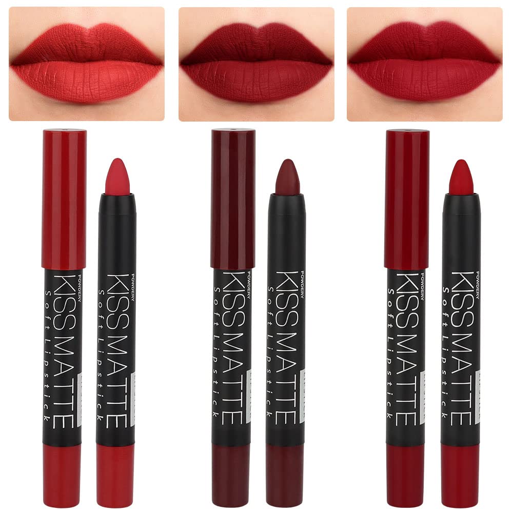 evpct 8Pcs Dark Ruby Red Plum Purple Wine Nude Beige Brown Matte Lipstick and Lip Crayon Liner Pencil Pen Set for Women labial labiales mate magicos 24 horas originales pintalabios permanente 24 horas