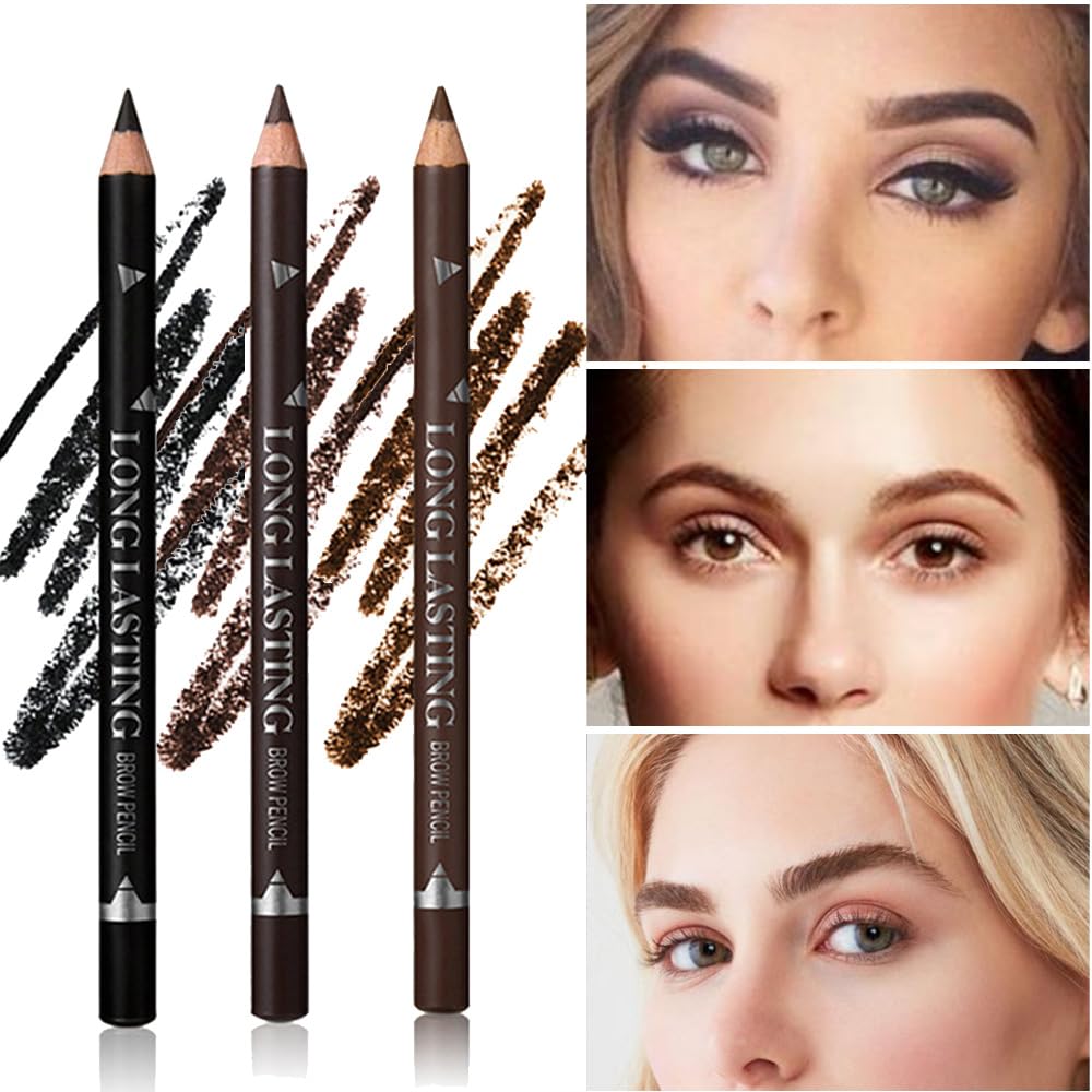 Eyebrow pencil black, wooden hard-core eyebrow pencils, eyebrow pencil Black, eyebrow and eyeliner pencils, waterproof and sweat-proof, beginner makeup eyebrow pencil, Black eyeliner pencils