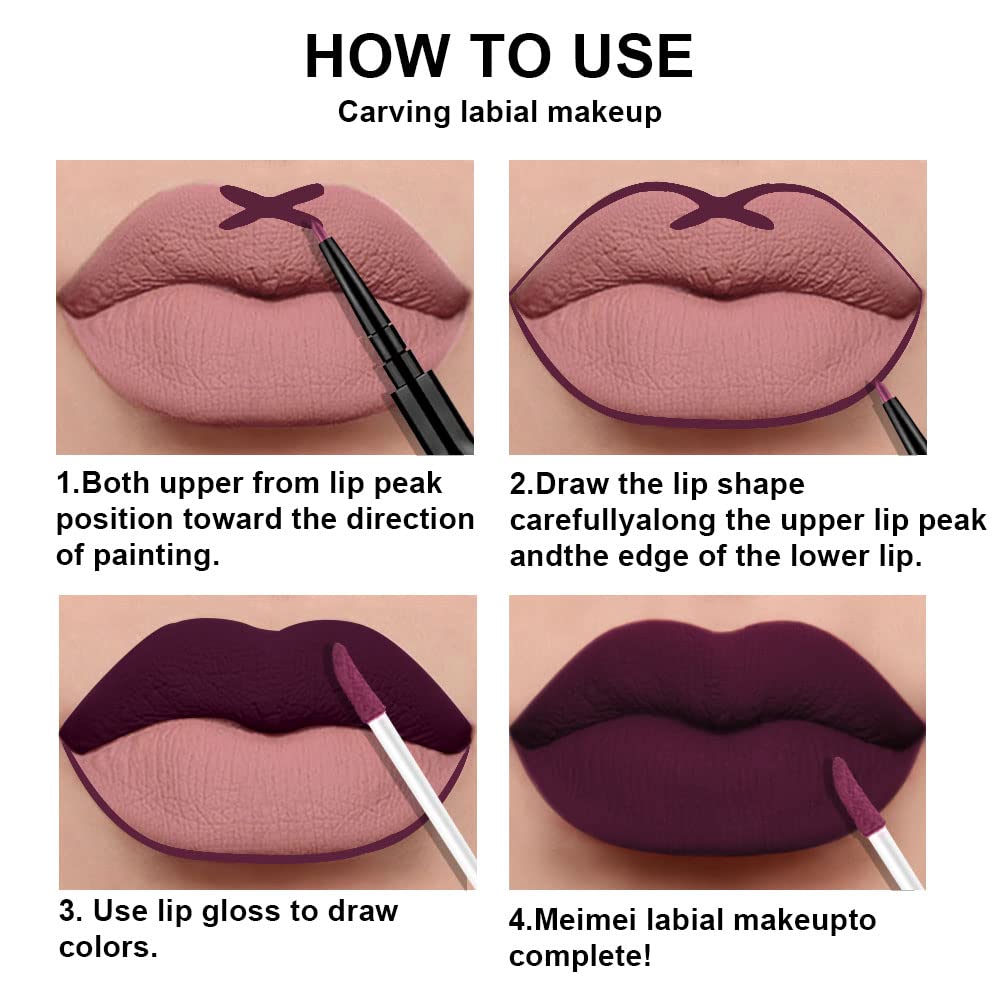 evpct 1Pcs Ruby Stoplight Red Lip Stain Paint Matte Lip Liner and Lipstick Set Long Lasting Smudge Proof labiales matte mate larga duracion listip 24 hours a prueba de agua mate 24 horas originales,05
