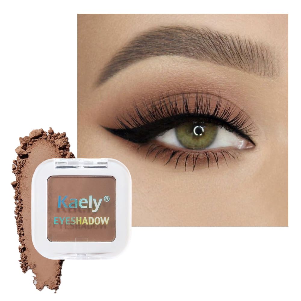 Kaely Pressed Single Eyeshadow Makeup, Taupe Matte Highly Pigmented Monochrome Eye Shadow Palette, Waterproof Neutral Powde Mini Eyeshadow, sombras para ojos, Lightweight Blendable, 05