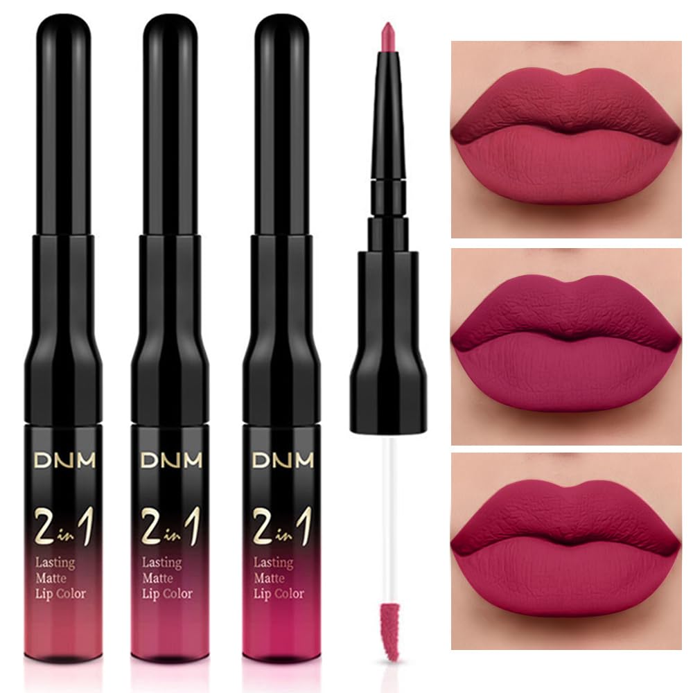 evpct 1Pcs Ruby Stoplight Red Lip Stain Paint Matte Lip Liner and Lipstick Set Long Lasting Smudge Proof labiales matte mate larga duracion listip 24 hours a prueba de agua mate 24 horas originales,05