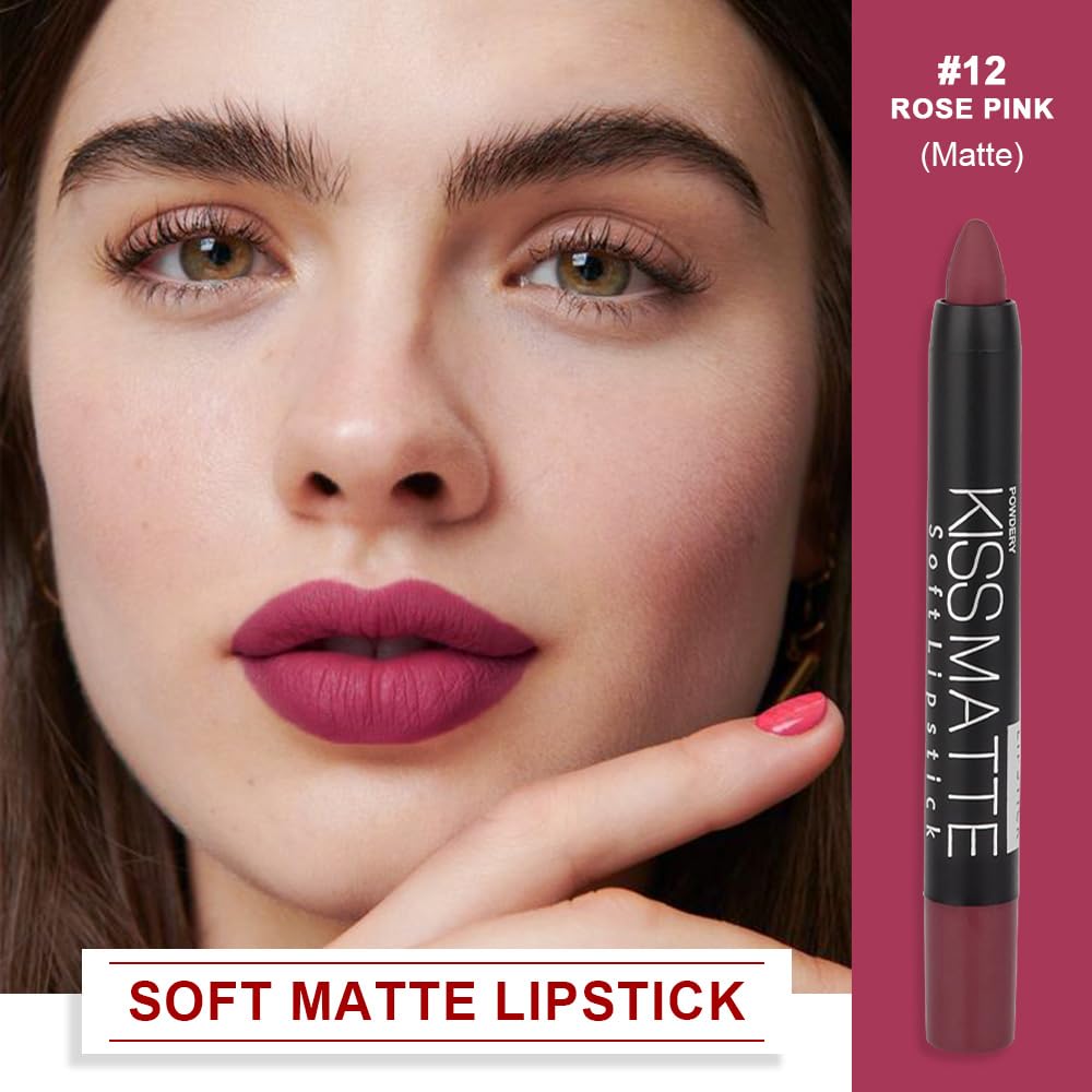 evpct 8Pcs Dark Ruby Red Plum Purple Wine Nude Beige Brown Matte Lipstick and Lip Crayon Liner Pencil Pen Set for Women labial labiales mate magicos 24 horas originales pintalabios permanente 24 horas