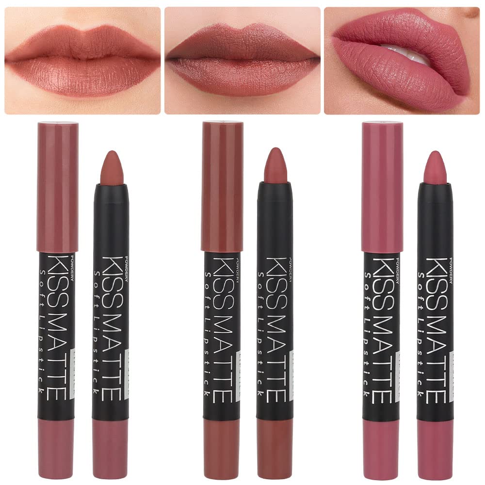 evpct 8Pcs Dark Ruby Red Plum Purple Wine Nude Beige Brown Matte Lipstick and Lip Crayon Liner Pencil Pen Set for Women labial labiales mate magicos 24 horas originales pintalabios permanente 24 horas