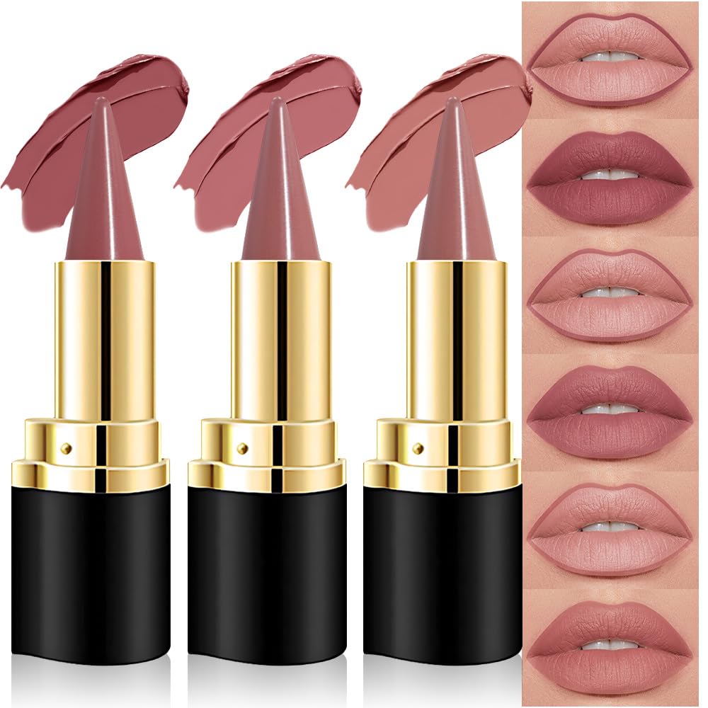 Kaely Dark Brown Gradient Matte Lip Liner Pencil & Lipstick Crayon Combo for Women, 2in1 Flawless Contour Gradual Ombre Effect Lip Pencil Makeup Waterproof, labiales mate 24 horas originales, 15