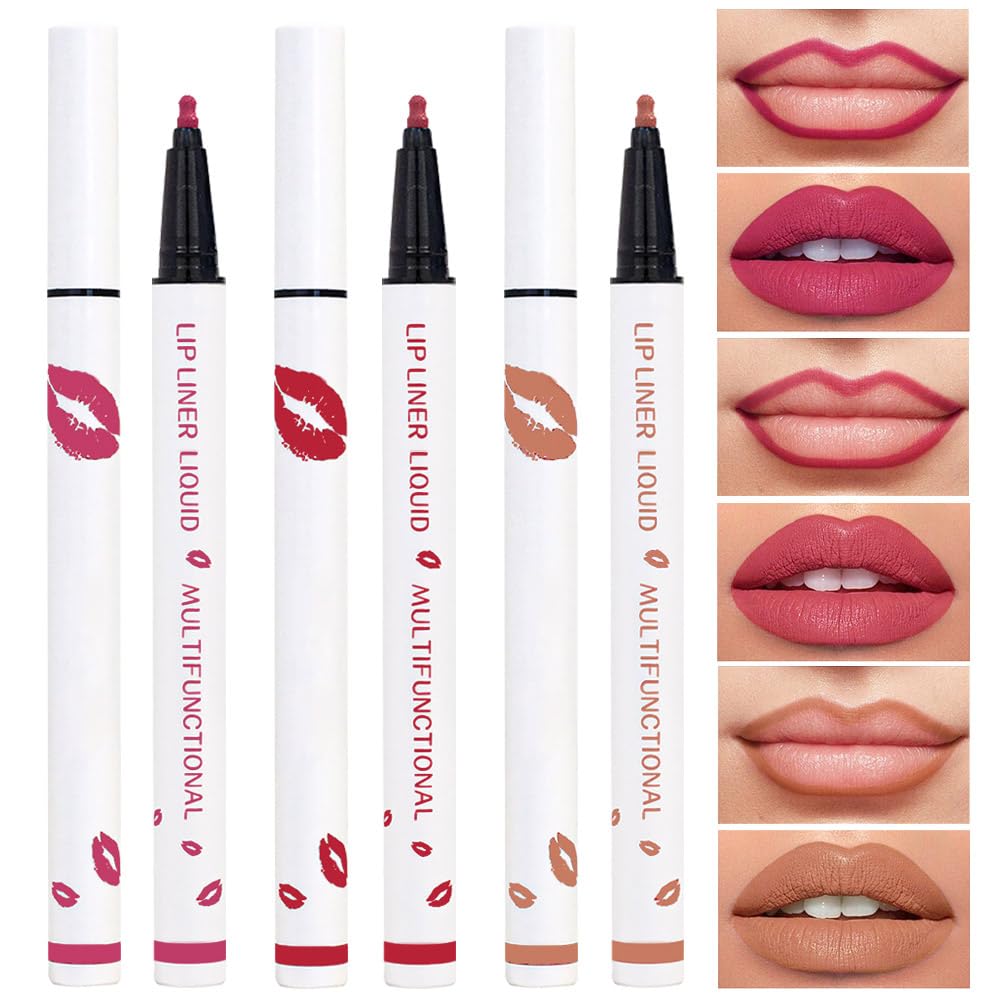 Kaely Beige Matte Lip Tint Stain Marker Pen,2in1 Liquid Lipstick & Lip Liner Pencil,Long Lasting Waterproof 24 Hour Lip gloss for Women,tinta para labios labiales mate 24 horas originales,07