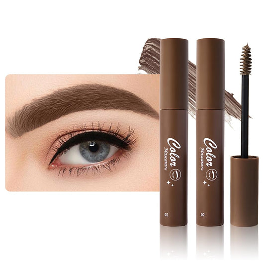 2Pcs-Tinted Thickening Brow Mascara,Brow Fast Sculpt,Waterproof, Transfer-proof, Brush to Fill in Eyebrows and Cover Gray Hairs - Cruelty Free (01# Dark Brown)