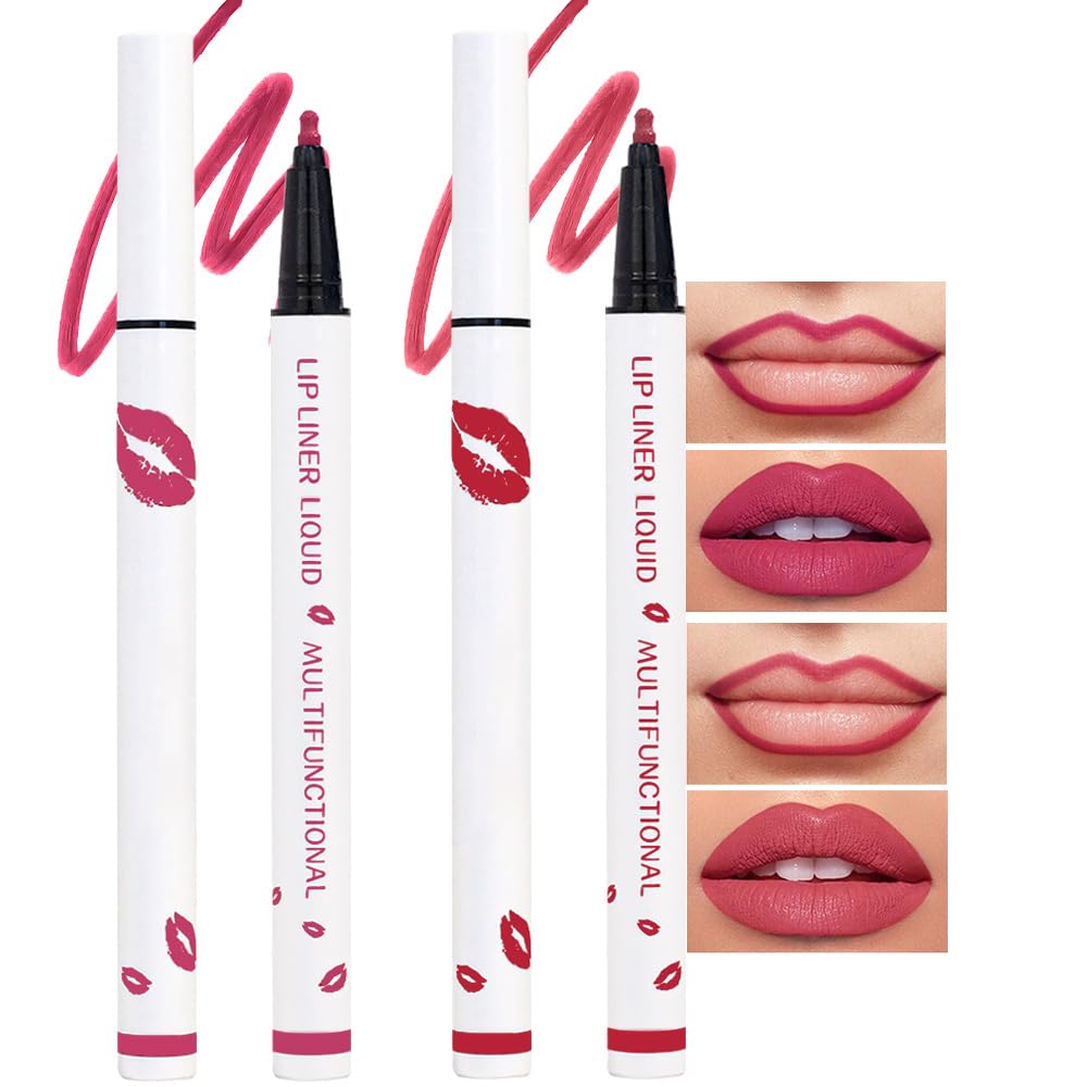Kaely Beige Matte Lip Tint Stain Marker Pen,2in1 Liquid Lipstick & Lip Liner Pencil,Long Lasting Waterproof 24 Hour Lip gloss for Women,tinta para labios labiales mate 24 horas originales,07