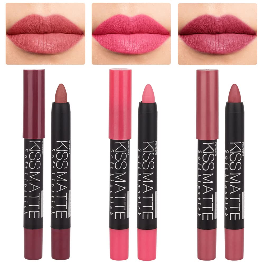 evpct 8Pcs Dark Ruby Red Plum Purple Wine Nude Beige Brown Matte Lipstick and Lip Crayon Liner Pencil Pen Set for Women labial labiales mate magicos 24 horas originales pintalabios permanente 24 horas