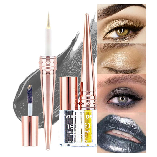 Liquid Sparkling Glitter Eye Shadow Sticks – Crystal Silver Golden Eyeshadow, Eyeliner, Eyelid Shimmer Highlight Makeup, sombra de para ojos,Waterproof Quick-Drying