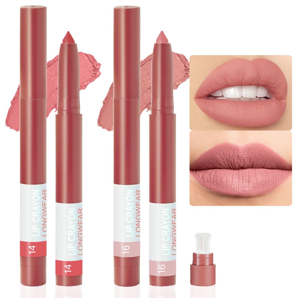 Crayon Matte Longwear Lipstick Pack Set,Moisture Smooth Lipliner With Built-in Sharpener Ultimate Lip Crayon for Makeup- Waterproof Velvet Lipgloss Lip Stain