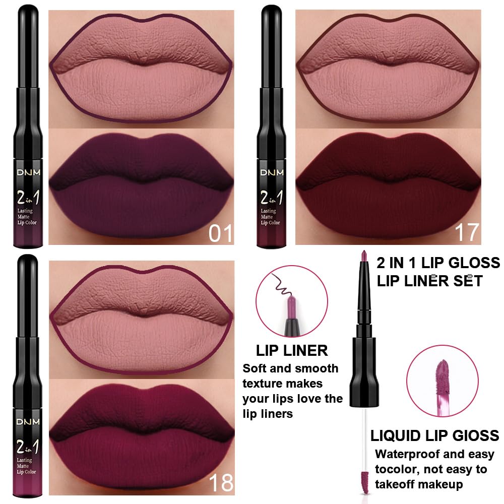 evpct 1Pcs Ruby Stoplight Red Lip Stain Paint Matte Lip Liner and Lipstick Set Long Lasting Smudge Proof labiales matte mate larga duracion listip 24 hours a prueba de agua mate 24 horas originales,05