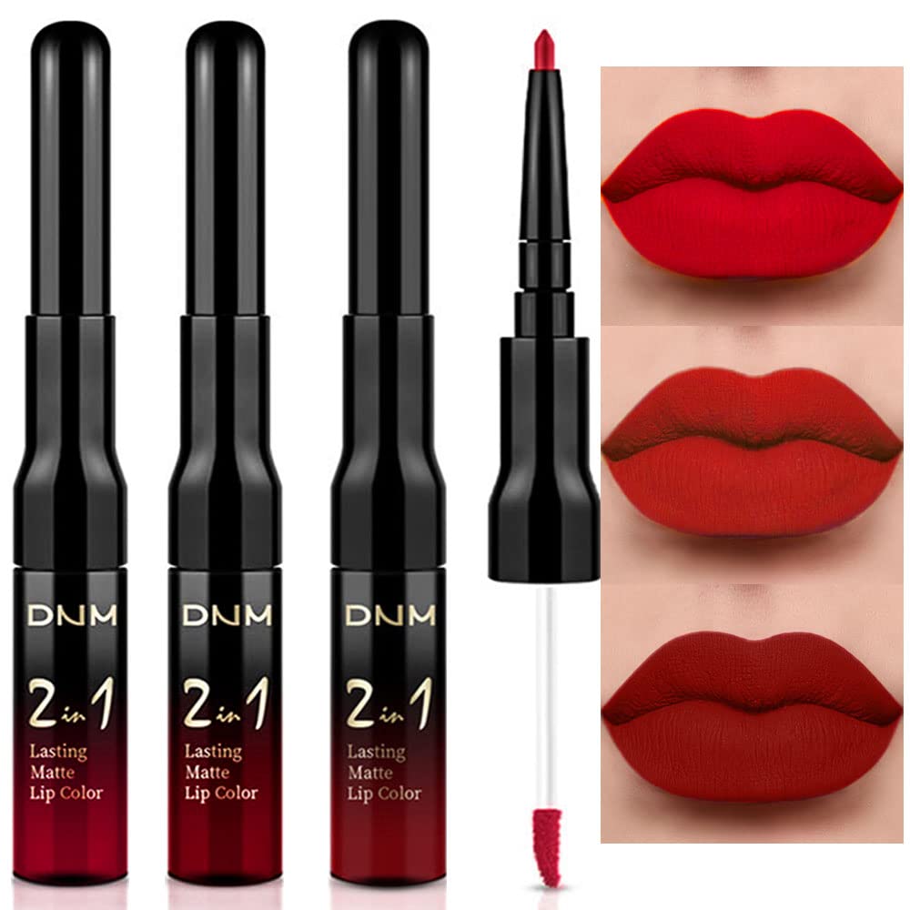evpct 1Pcs Ruby Stoplight Red Lip Stain Paint Matte Lip Liner and Lipstick Set Long Lasting Smudge Proof labiales matte mate larga duracion listip 24 hours a prueba de agua mate 24 horas originales,05
