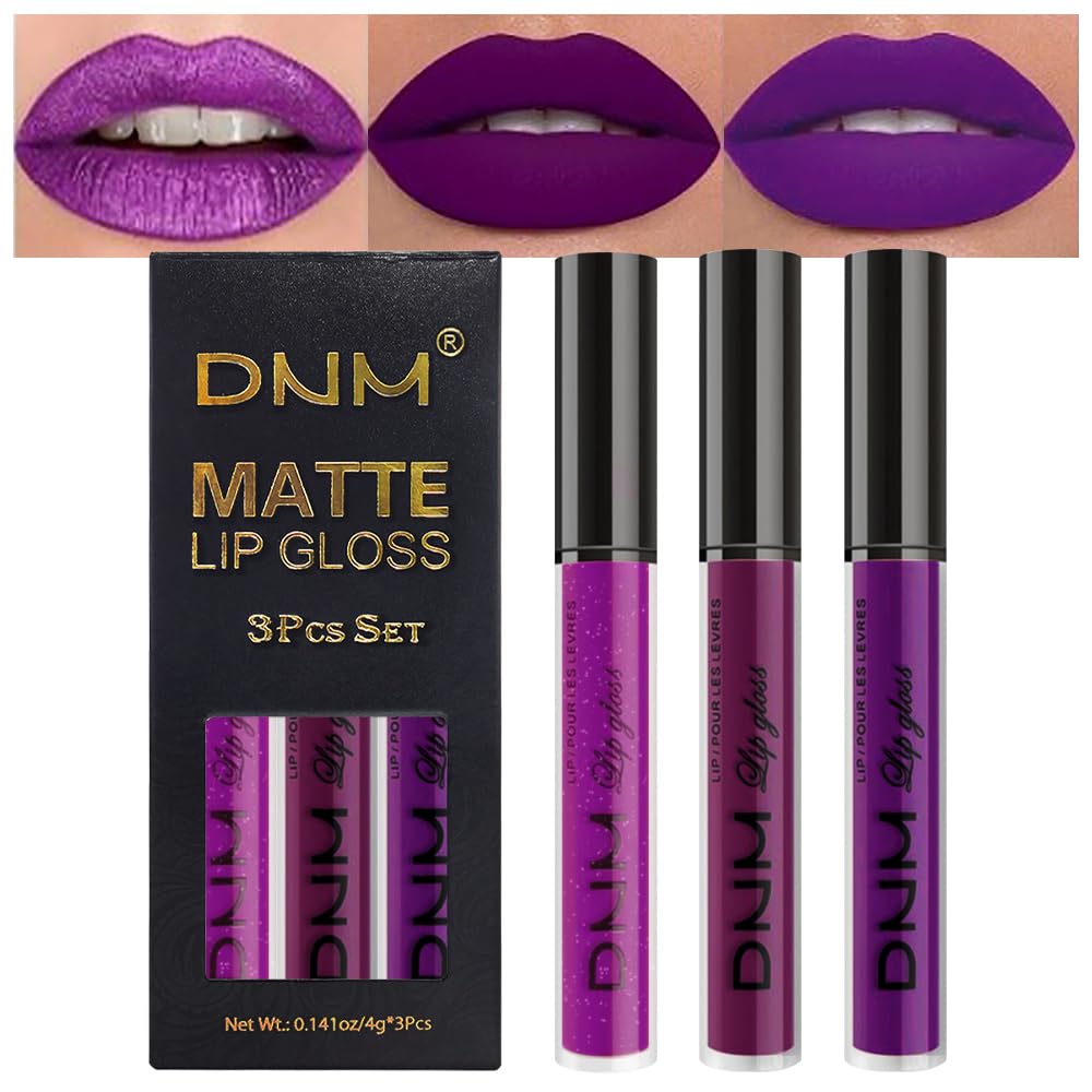 evpct DNM 3Pcs Dark Ruby Fire Red Matte Liquid Lipstick Lip Stain Lipgloss sets for Women 24 Hour Red Matte Lipstick Long Lasting Smudge Proof