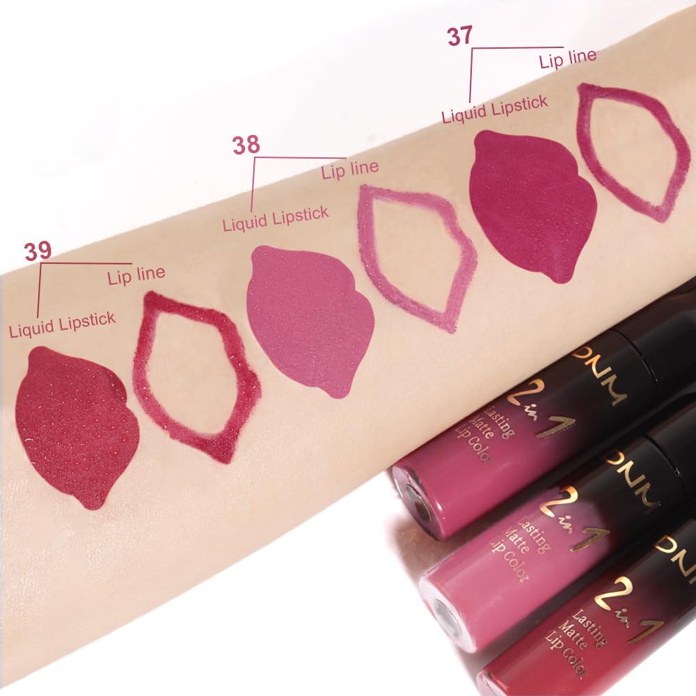 evpct 1Pcs Ruby Stoplight Red Lip Stain Paint Matte Lip Liner and Lipstick Set Long Lasting Smudge Proof labiales matte mate larga duracion listip 24 hours a prueba de agua mate 24 horas originales,05
