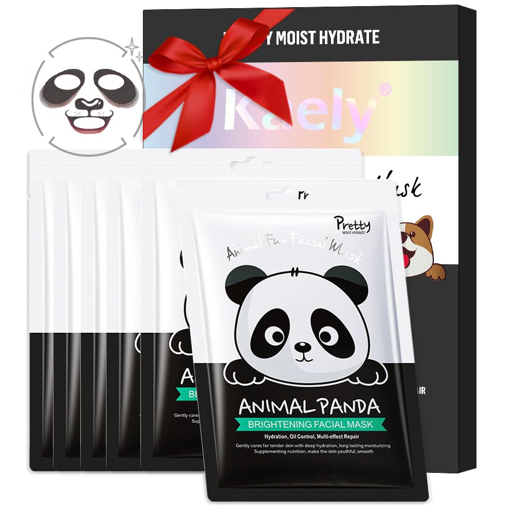 Kaely 8 Pack Animal Character Sheet Masks, Face Masks for Kids Teens Skin Care, Korean Soothe Facial Mask for All Skin Types, Girls Night Skincare Spa Party, Birthday Gifts for Women Men, Set01