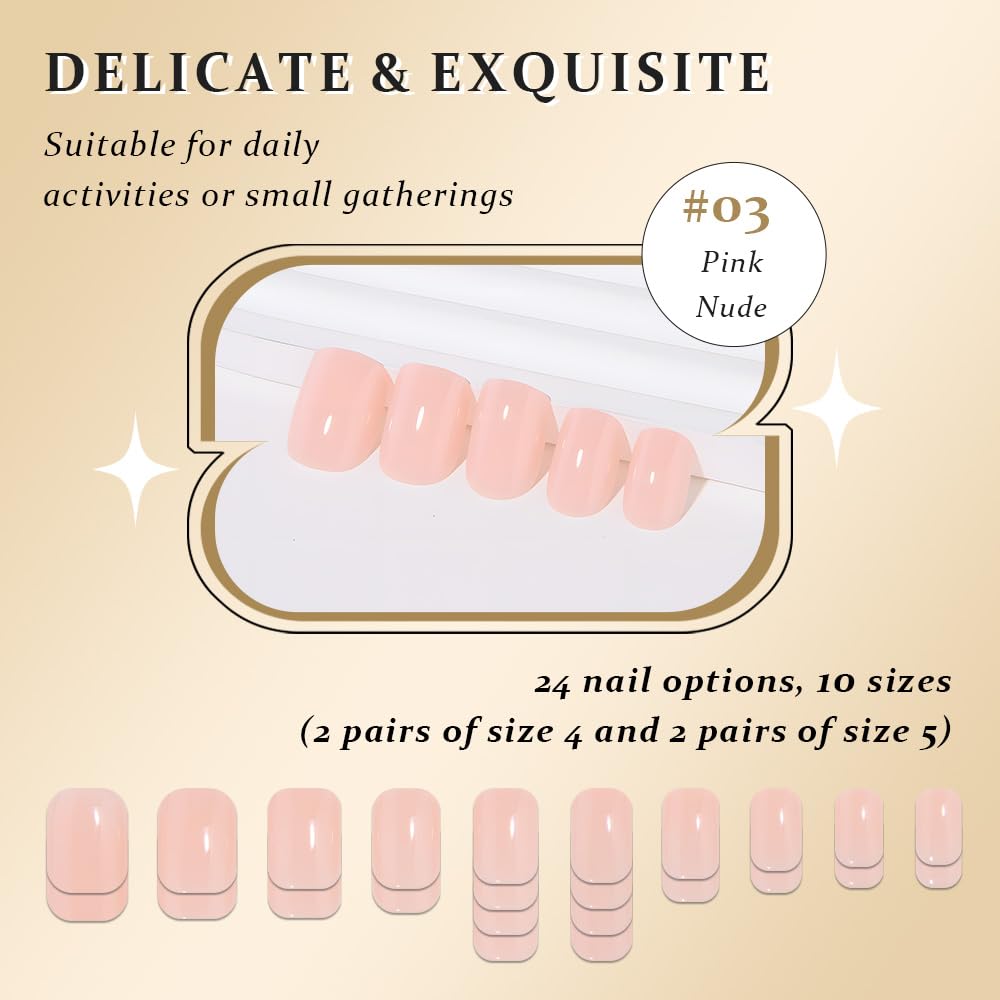 evpct Nude Cat Eye Short Press on Nails Square, Short Square Stick on Nails for Women Gift, Pearl White Metallic Glitter Glossy Reusable Spring Summer Soft Gel Press on Acrylic Fake Nail with Designs
