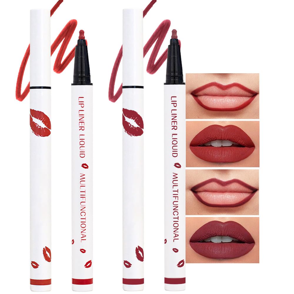Kaely Beige Matte Lip Tint Stain Marker Pen,2in1 Liquid Lipstick & Lip Liner Pencil,Long Lasting Waterproof 24 Hour Lip gloss for Women,tinta para labios labiales mate 24 horas originales,07