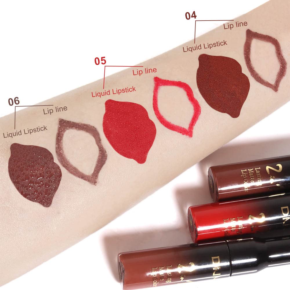 evpct 1Pcs Ruby Stoplight Red Lip Stain Paint Matte Lip Liner and Lipstick Set Long Lasting Smudge Proof labiales matte mate larga duracion listip 24 hours a prueba de agua mate 24 horas originales,05
