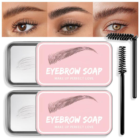 Soap Brows Kit,2Pcs/Set Eyebrow Freeze Styling Wax,Waterproof Long-lasting Eyebrows Enhancer Shaping Clear Tint Gel, Eye Brow Makeup Balm Pomade Cosmetics