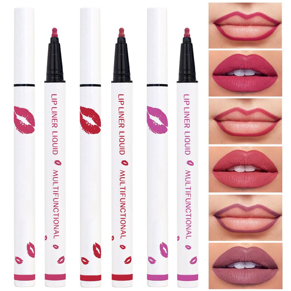 Kaely Beige Matte Lip Tint Stain Marker Pen,2in1 Liquid Lipstick & Lip Liner Pencil,Long Lasting Waterproof 24 Hour Lip gloss for Women,tinta para labios labiales mate 24 horas originales,07