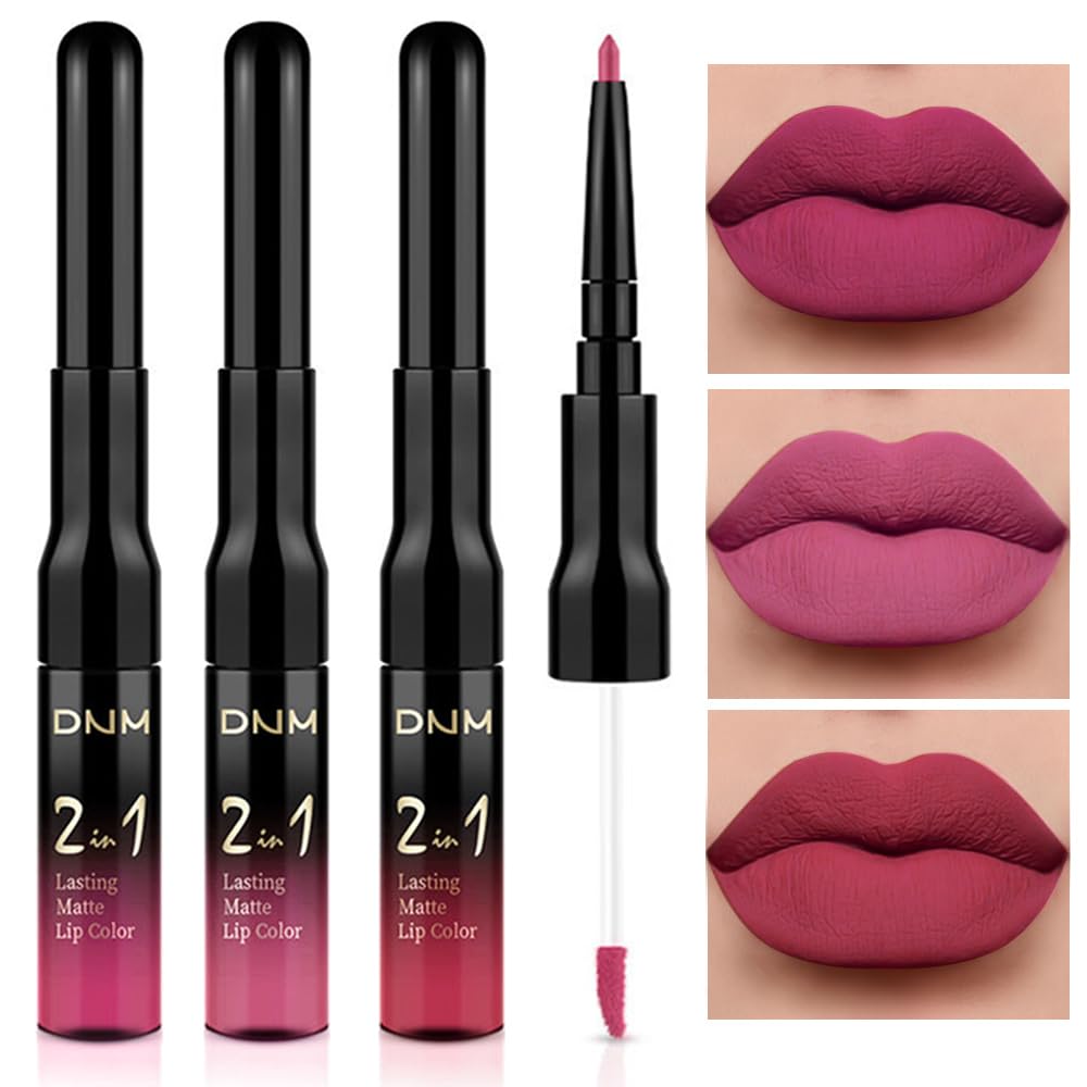 evpct 1Pcs Ruby Stoplight Red Lip Stain Paint Matte Lip Liner and Lipstick Set Long Lasting Smudge Proof labiales matte mate larga duracion listip 24 hours a prueba de agua mate 24 horas originales,05