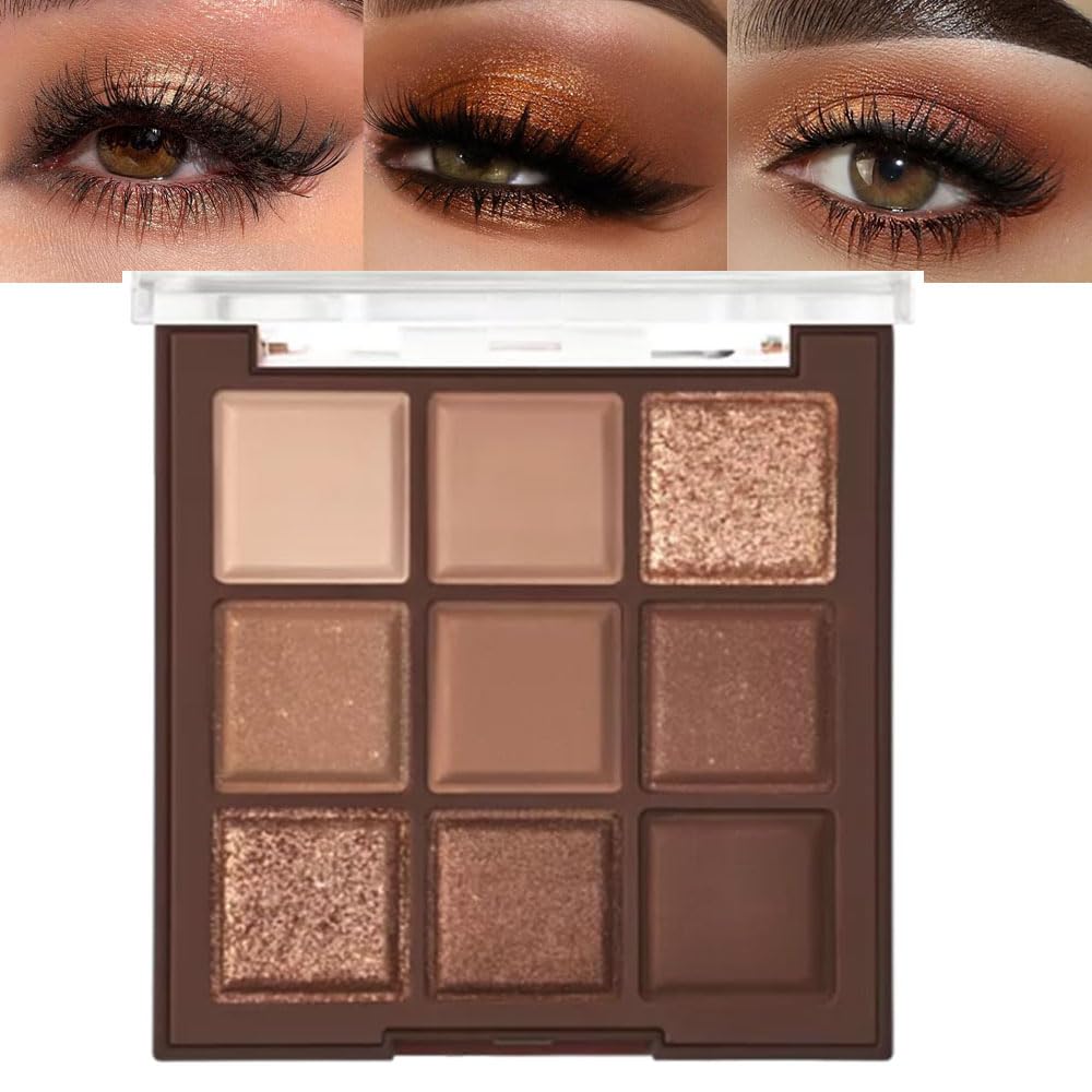 9Colors Eye Shadow Palette Makeup,Pink Rose Gold Purple Mauve Neutral Travel Eyeshadow Palette Highly Pigmented Long Lasting Waterproof Naturing-Looking Eyeshadow Palette Travel Size Gift Kit