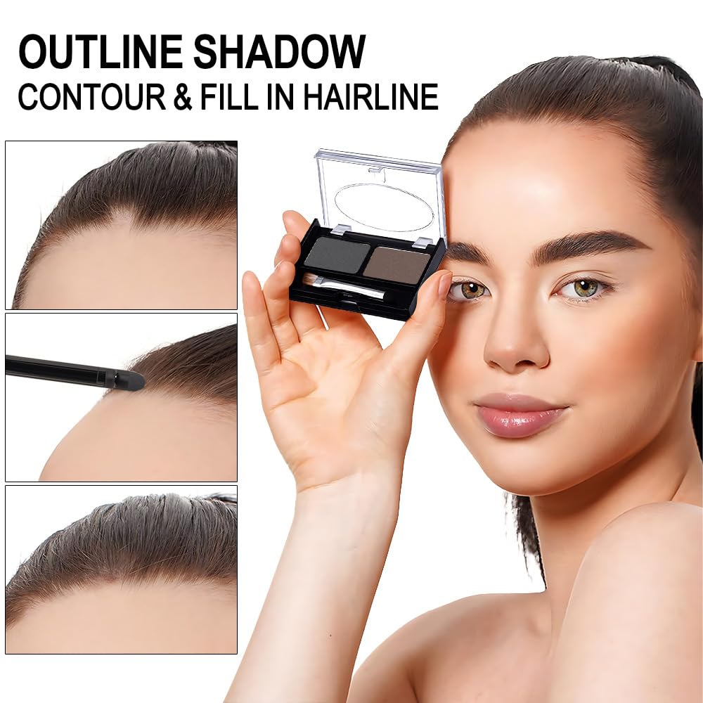 Kaely 2 Color Eyebrow Powder Makeup Kit, Eye Brow Contour Palette for Beginners, Long Lasting Waterproof Eye Brow Powder with Brow Brush, Get Full Defined Natural Brows, 03 Light Brown & Dark Brown