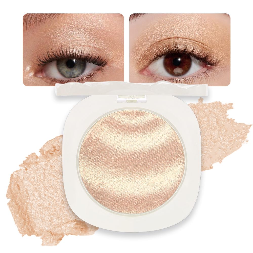 Single Gold Brown Glitter Shimmer Eyeshadow,Bright High Pigment Intense Monochrome Eye Shadow,Buildable Sparkly Eye Glitter Shimmer Finish,24 Hour Eye Makeup Longwear Waterproof,Blendable