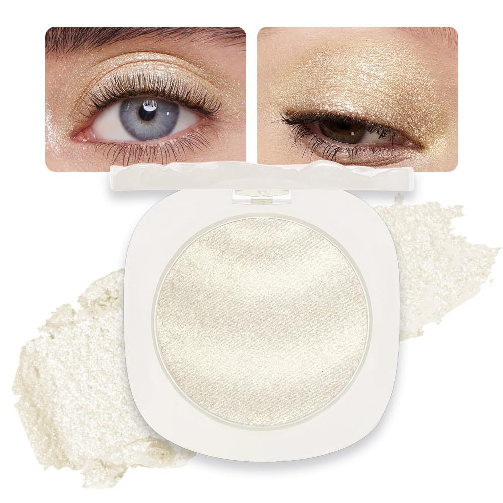 Single Gold Brown Glitter Shimmer Eyeshadow,Bright High Pigment Intense Monochrome Eye Shadow,Buildable Sparkly Eye Glitter Shimmer Finish,24 Hour Eye Makeup Longwear Waterproof,Blendable
