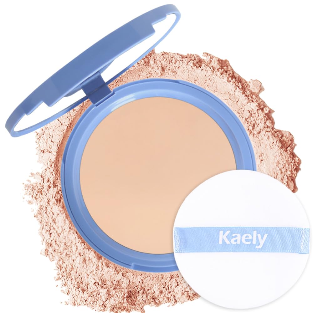 Kaely Oil Control Face Pressed Powder,Perfection Matte Compact Powder,Long Lasting Waterproof Finishing Powder Makeup,polvo compacto de maquillaje,Lightweight,Vegan,02 Natural Beige