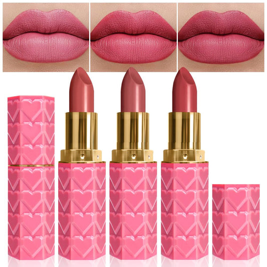 evpct 3Pcs Dark Deep Orange Brown Coffee Nude Matte Lipstick Sets for Women 24 Hour Matt Matte Lipstick Long Lasting Waterproof and Smudge Proof Fall Color Lipstick Shades Dark Brown Lip Liner Set 02