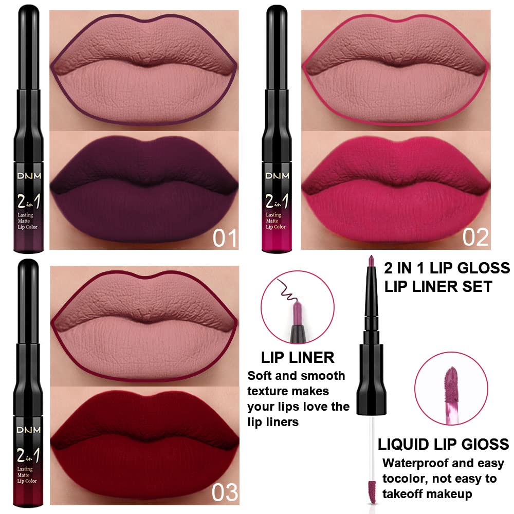 evpct 1Pcs Ruby Stoplight Red Lip Stain Paint Matte Lip Liner and Lipstick Set Long Lasting Smudge Proof labiales matte mate larga duracion listip 24 hours a prueba de agua mate 24 horas originales,05