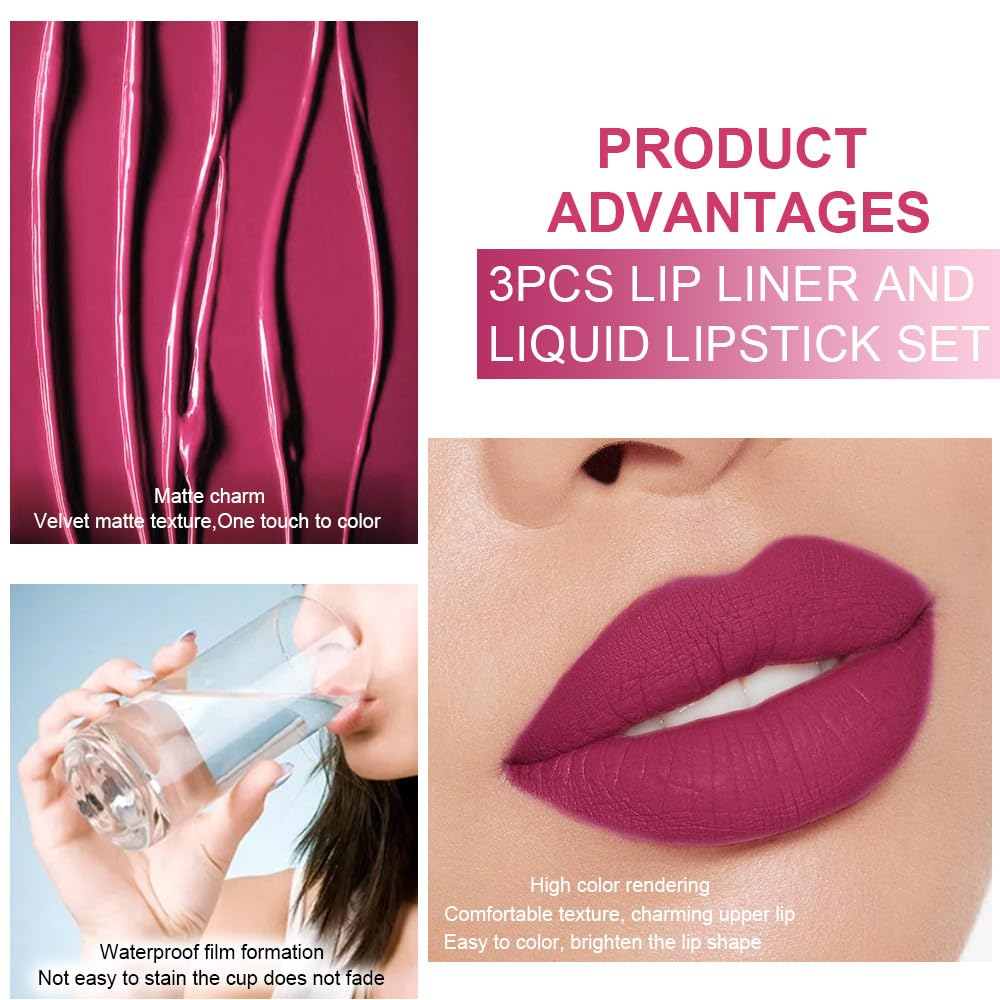 evpct 1Pcs Ruby Stoplight Red Lip Stain Paint Matte Lip Liner and Lipstick Set Long Lasting Smudge Proof labiales matte mate larga duracion listip 24 hours a prueba de agua mate 24 horas originales,05