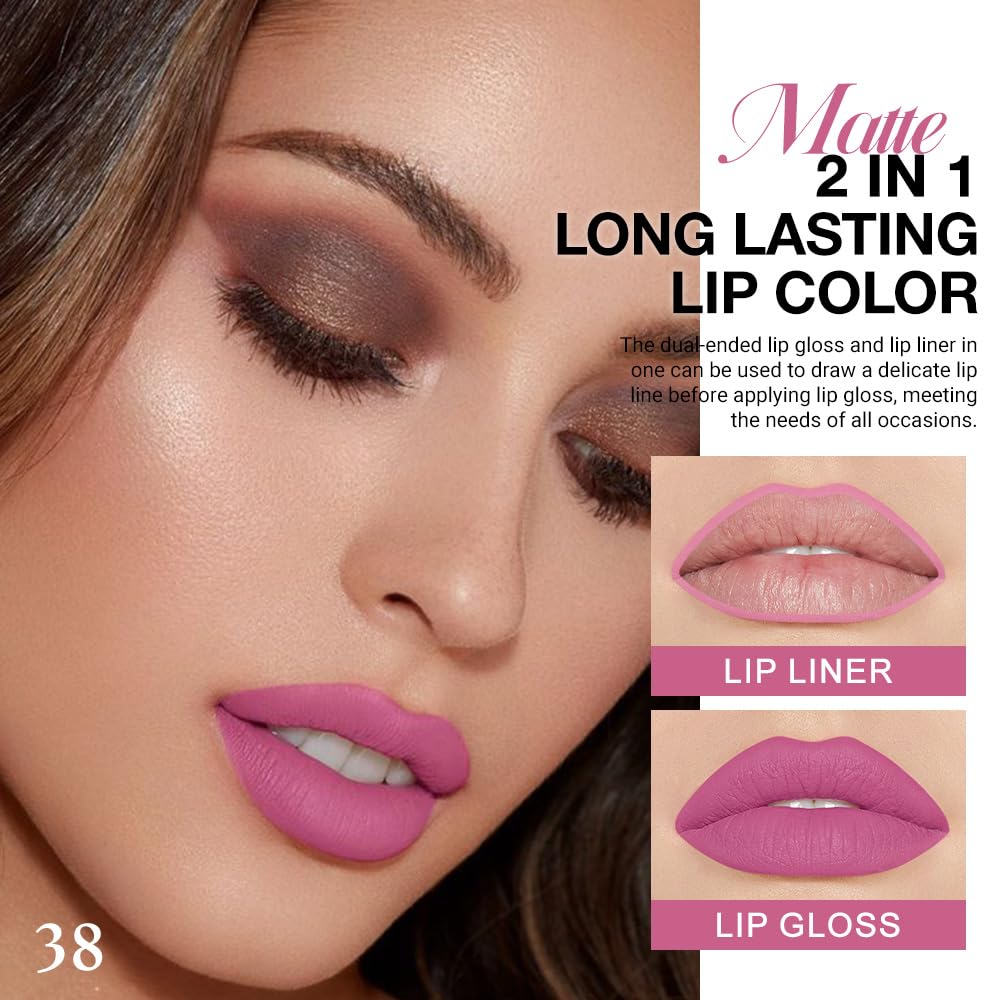 evpct 1Pcs Ruby Stoplight Red Lip Stain Paint Matte Lip Liner and Lipstick Set Long Lasting Smudge Proof labiales matte mate larga duracion listip 24 hours a prueba de agua mate 24 horas originales,05
