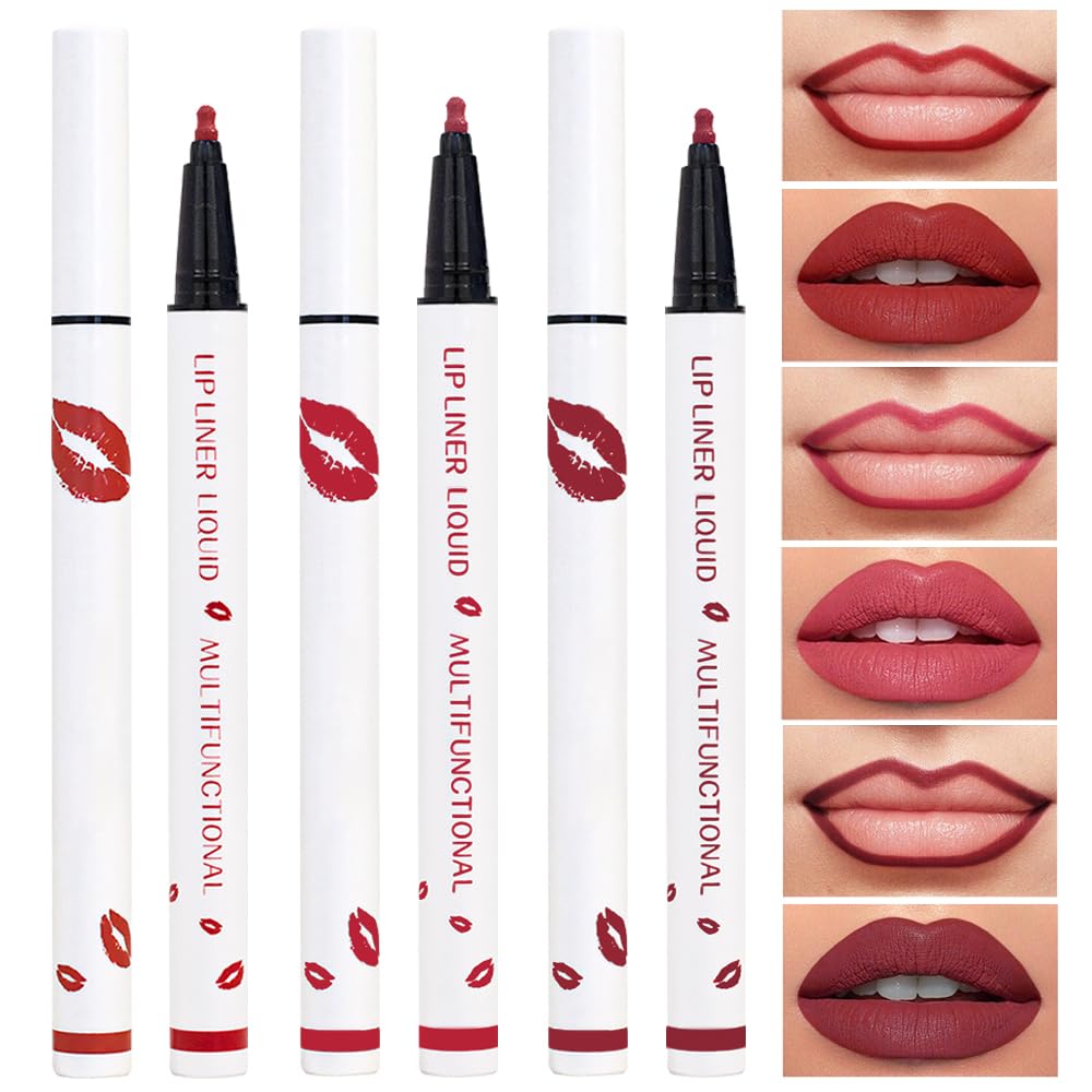 Kaely Beige Matte Lip Tint Stain Marker Pen,2in1 Liquid Lipstick & Lip Liner Pencil,Long Lasting Waterproof 24 Hour Lip gloss for Women,tinta para labios labiales mate 24 horas originales,07