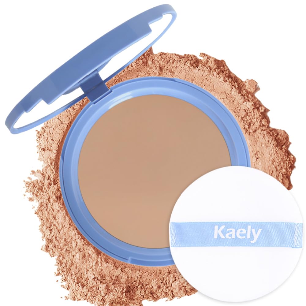 Kaely Oil Control Face Pressed Powder,Perfection Matte Compact Powder,Long Lasting Waterproof Finishing Powder Makeup,polvo compacto de maquillaje,Lightweight,Vegan,02 Natural Beige