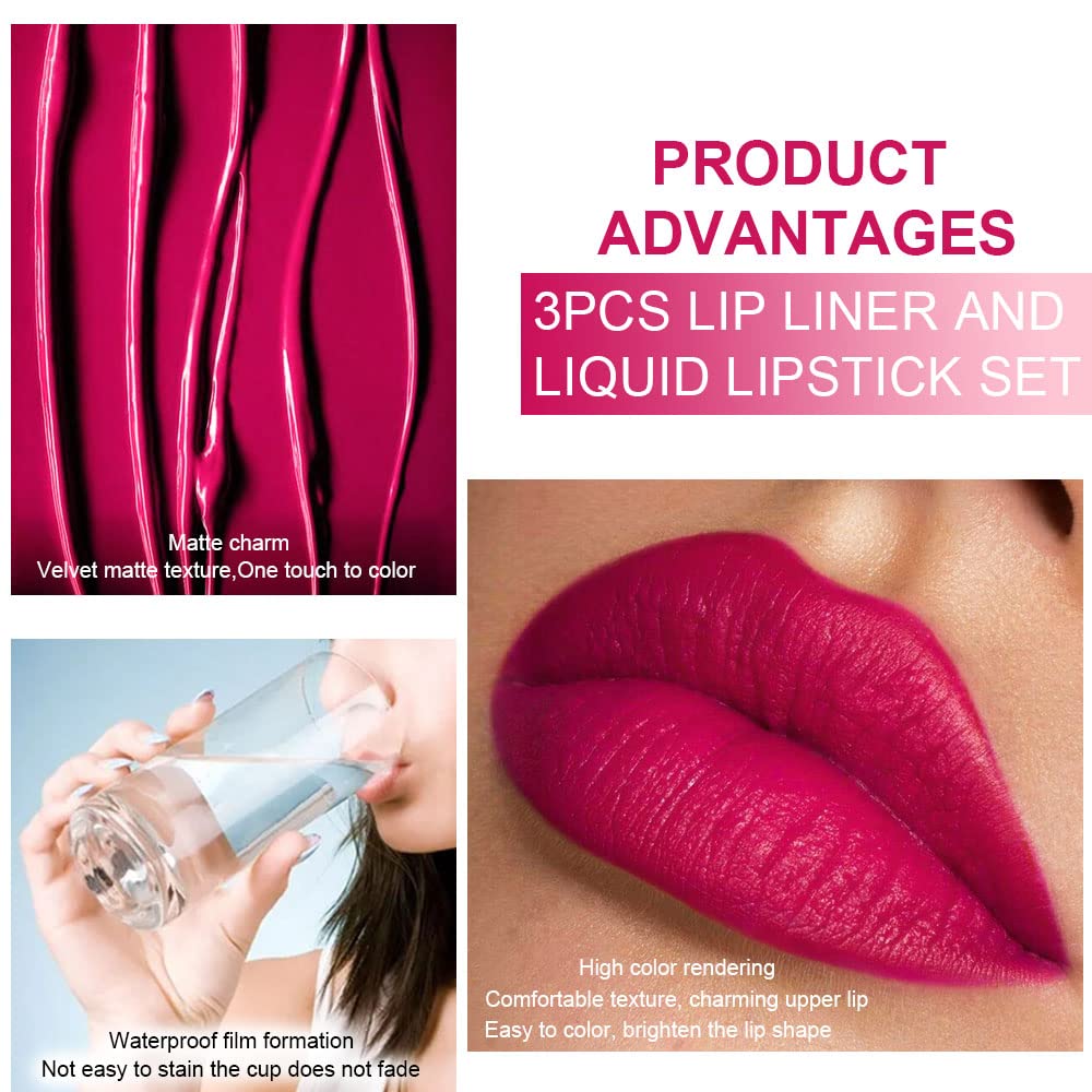 evpct 1Pcs Ruby Stoplight Red Lip Stain Paint Matte Lip Liner and Lipstick Set Long Lasting Smudge Proof labiales matte mate larga duracion listip 24 hours a prueba de agua mate 24 horas originales,05