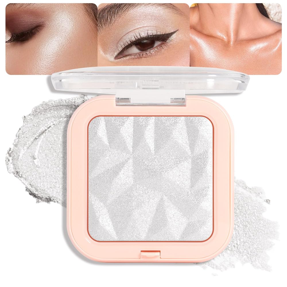 8 Color Face Cheek Highlighter Makeup Palette Shimmer Glitter Iridescent Multichrome Holographic Eyeshadow Palette Purple Rainbow Glitter Highlighter Makeup Highlight and Contour Palette Eye Makeup