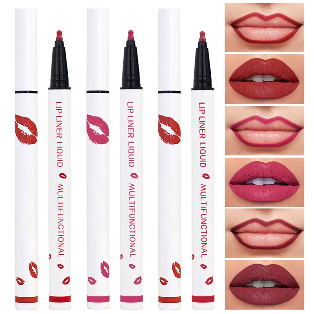 Kaely Beige Matte Lip Tint Stain Marker Pen,2in1 Liquid Lipstick & Lip Liner Pencil,Long Lasting Waterproof 24 Hour Lip gloss for Women,tinta para labios labiales mate 24 horas originales,07