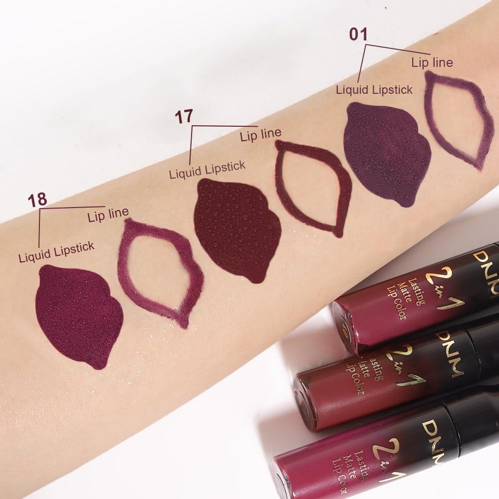 evpct 1Pcs Ruby Stoplight Red Lip Stain Paint Matte Lip Liner and Lipstick Set Long Lasting Smudge Proof labiales matte mate larga duracion listip 24 hours a prueba de agua mate 24 horas originales,05