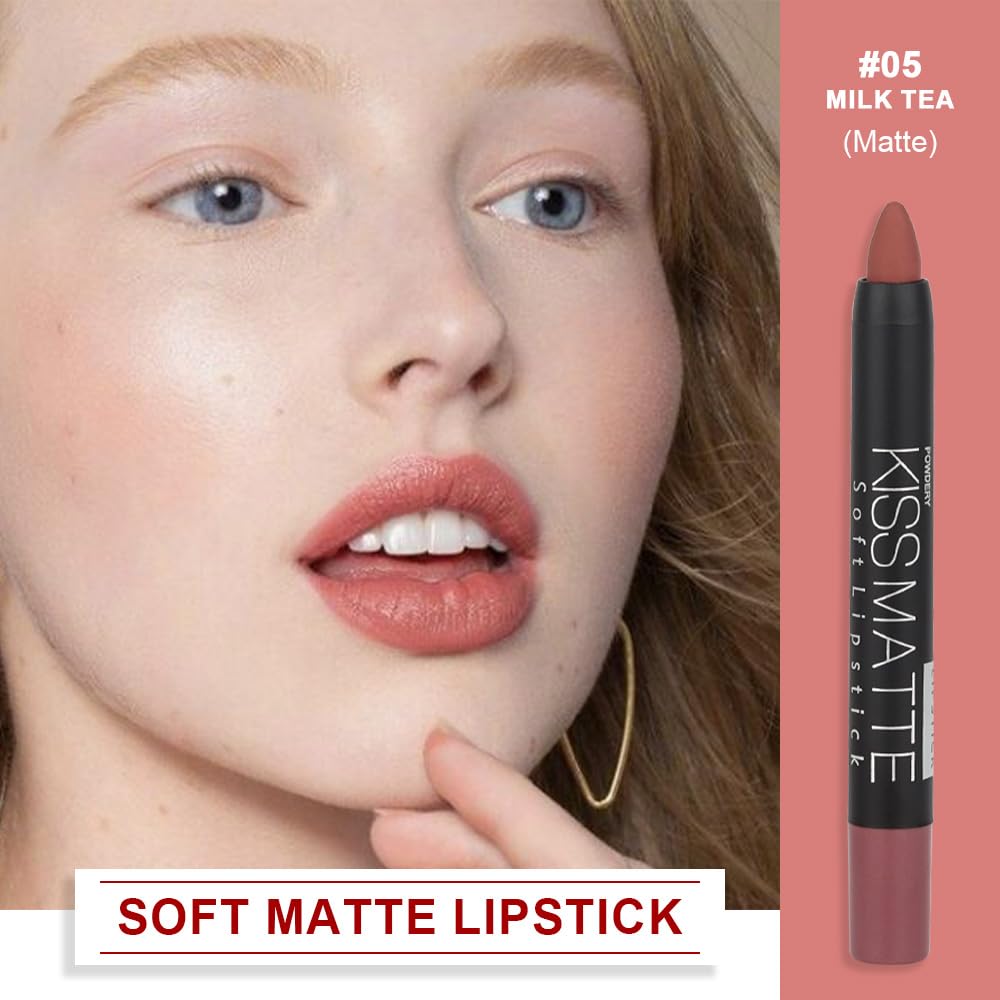 evpct 8Pcs Dark Ruby Red Plum Purple Wine Nude Beige Brown Matte Lipstick and Lip Crayon Liner Pencil Pen Set for Women labial labiales mate magicos 24 horas originales pintalabios permanente 24 horas