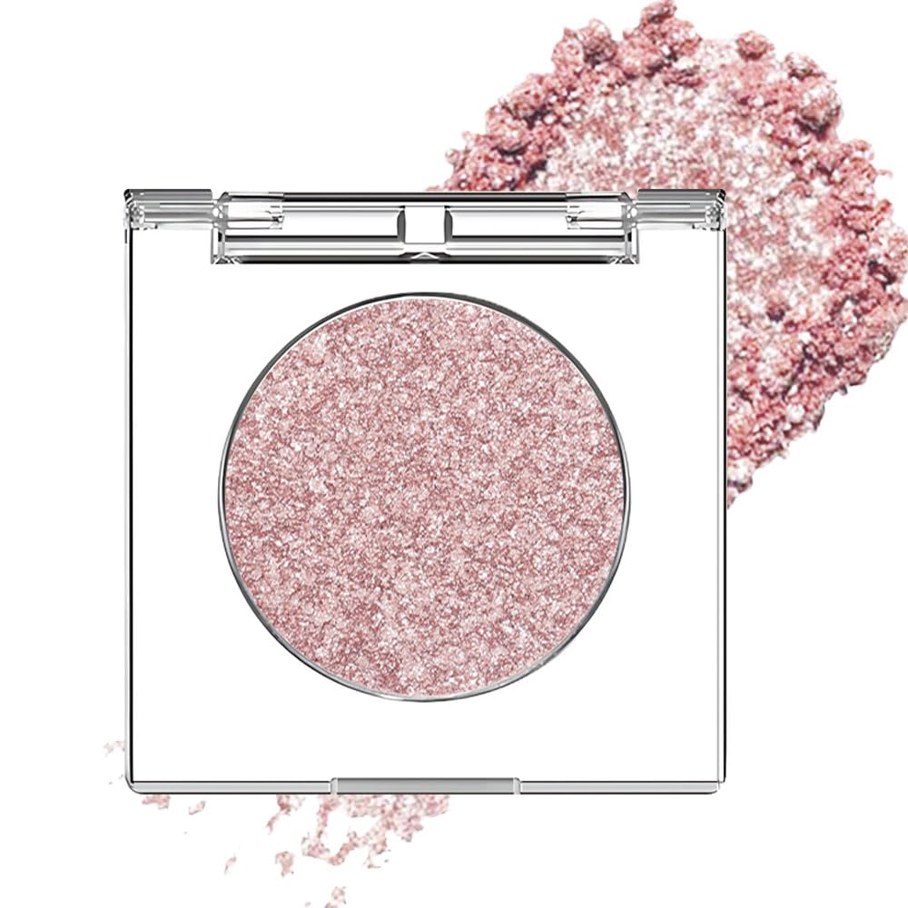 Single Gold Brown Glitter Shimmer Eyeshadow,Bright High Pigment Intense Monochrome Eye Shadow,Buildable Sparkly Eye Glitter Shimmer Finish,24 Hour Eye Makeup Longwear Waterproof,Blendable