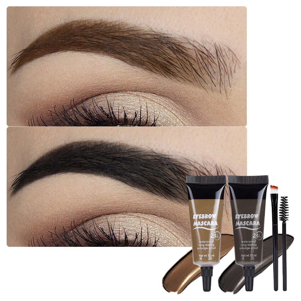 Tinted Thickening Eyebrow Mascara with Two Eyebrow Brushes,Brow Fast Sculpt,Waterproof,Transfer-proof,Eyebrow Tinting Kit- Cruelty Free