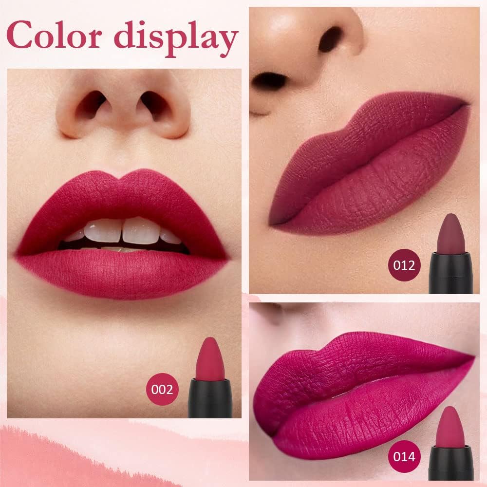 evpct 8Pcs Dark Ruby Red Plum Purple Wine Nude Beige Brown Matte Lipstick and Lip Crayon Liner Pencil Pen Set for Women labial labiales mate magicos 24 horas originales pintalabios permanente 24 horas