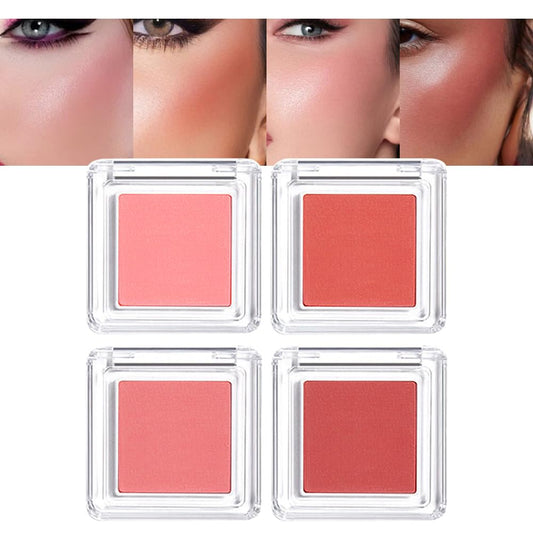 Matte Blush Cream Quads Makeup Palette, Blushes for Older Women Lip and Cheek Dual Blush Palette, Natural Lasting Pinkish Light Peach Light Brown and Orange Red, Paleta de rubor 4 colores