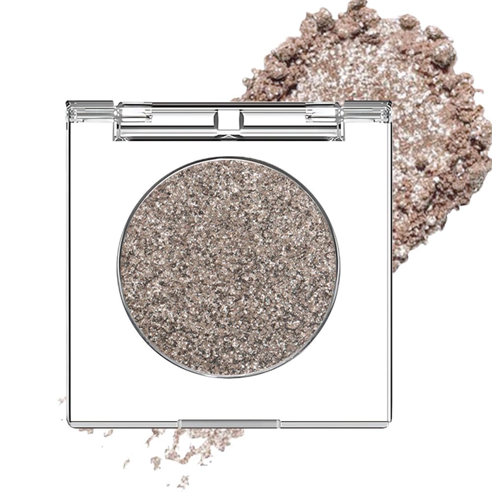 Single Gold Brown Glitter Shimmer Eyeshadow,Bright High Pigment Intense Monochrome Eye Shadow,Buildable Sparkly Eye Glitter Shimmer Finish,24 Hour Eye Makeup Longwear Waterproof,Blendable