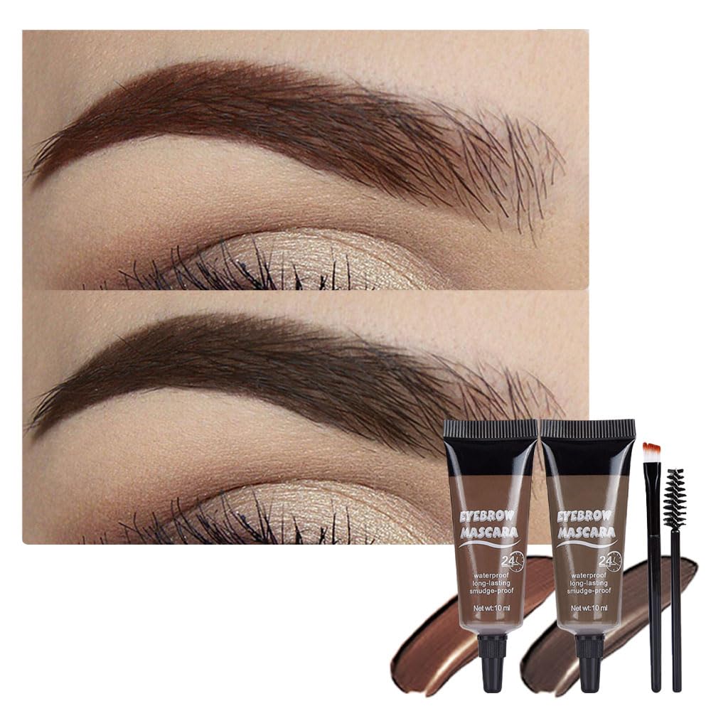 Tinted Thickening Eyebrow Mascara with Two Eyebrow Brushes,Brow Fast Sculpt,Waterproof,Transfer-proof,Eyebrow Tinting Kit- Cruelty Free