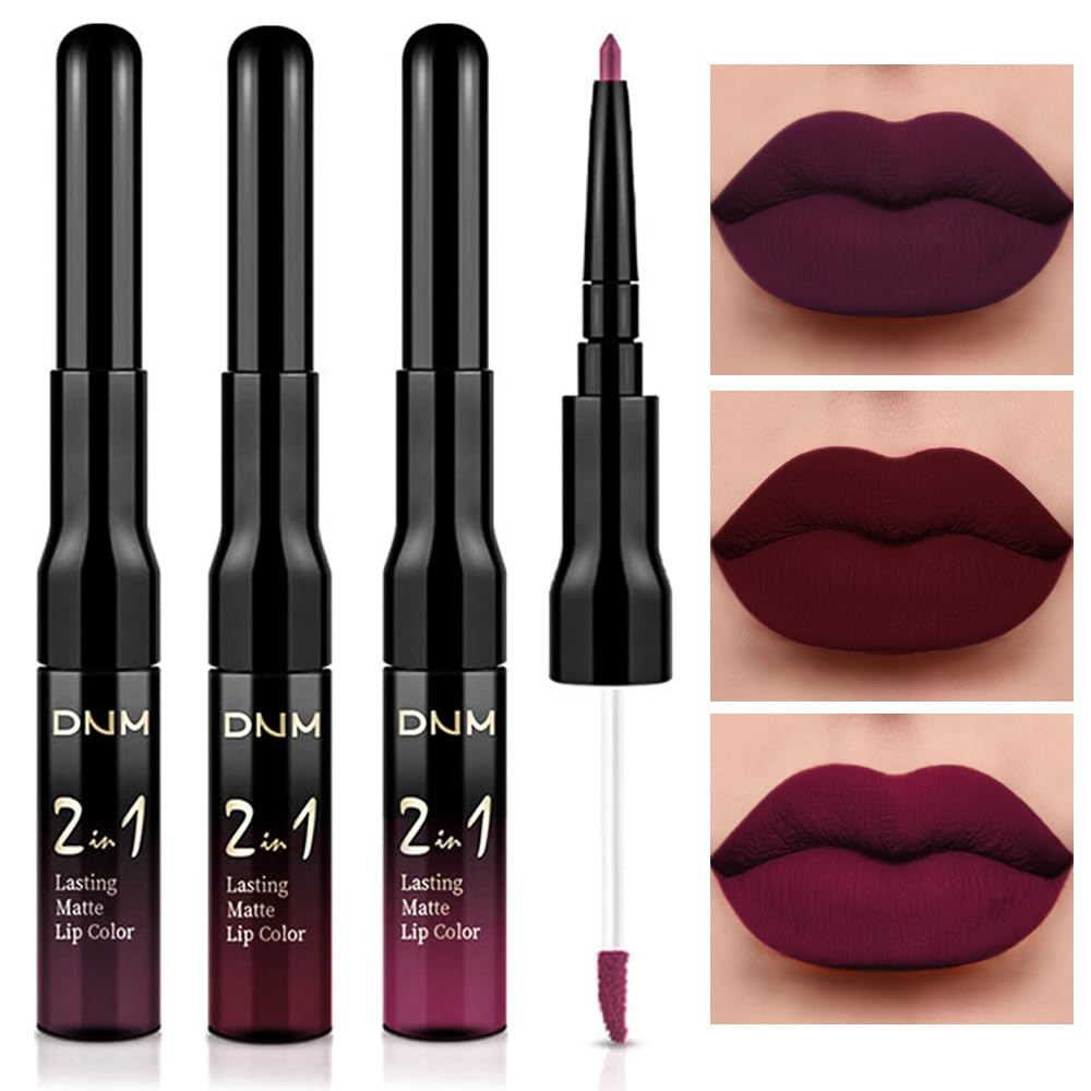 evpct 1Pcs Ruby Stoplight Red Lip Stain Paint Matte Lip Liner and Lipstick Set Long Lasting Smudge Proof labiales matte mate larga duracion listip 24 hours a prueba de agua mate 24 horas originales,05